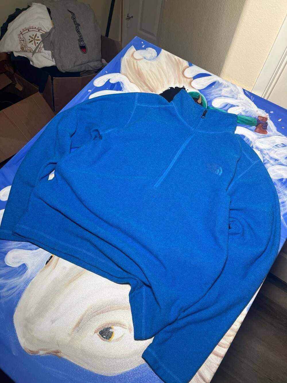 The North Face Men's Size Medium Blue Quarter Zip Fleece Pullover